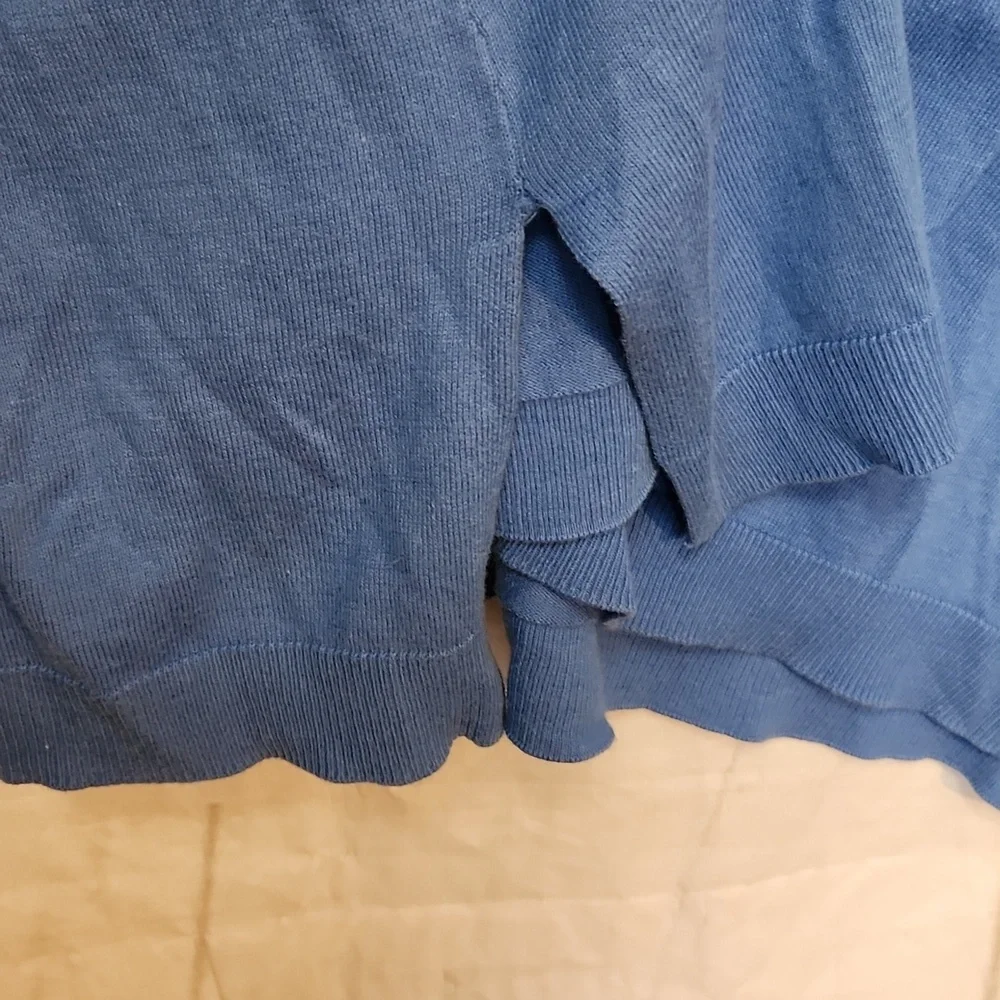 Talbots Woman Cotton Knit Lightweight Blue Button-Up Cardigan